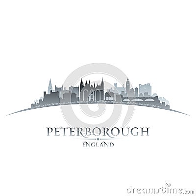 Peterborough England city skyline silhouette white background Vector Illustration