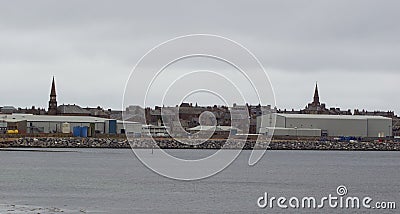 Peterhead Lighthouse in Aberdeenshire Stock Photo