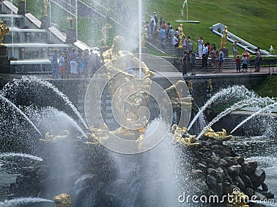 Peterhof, fountains in the Lower Park Editorial Stock Photo