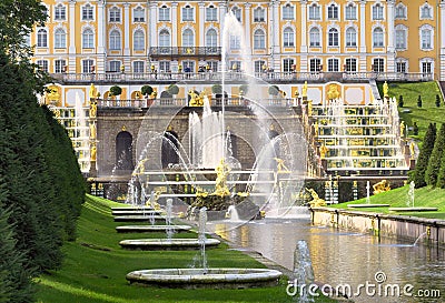 Peterhof, Saint Petersburg, Russia: Nizhny Park Editorial Stock Photo