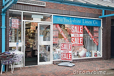 Exterior facade to Yorkshire Linen Company store shop Editorial Stock Photo