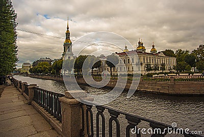 Petersburg. Kryukov canal and St. Nicholas Cathedral. Stock Photo