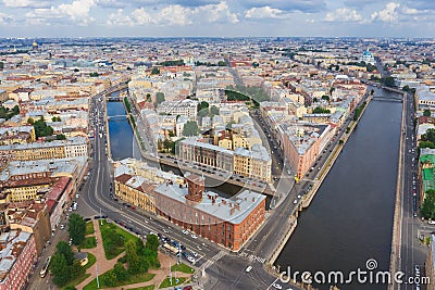 Petersburg Russia. Panorama city top view. Historical Center. The intersection of Fontanka and Sadovaya, the house is an iron. Stock Photo