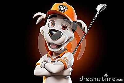 Petfluencers - The Top Dog of Golf: One Pooch's Path to Championship Glory on Dark Background Stock Photo