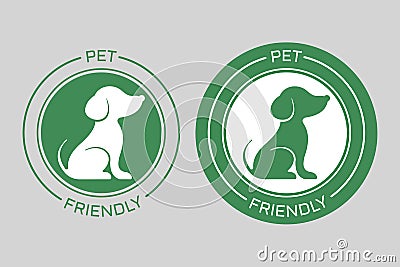 Pet friendly logo icon for Pets allowed public places. Flat style. Vector Illustration