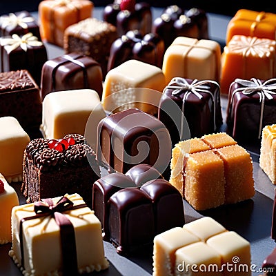 Petit Fours , traditional popular sweet dessert cake Stock Photo