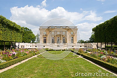 Petit Trianon of Versailles Palace Park Stock Photo