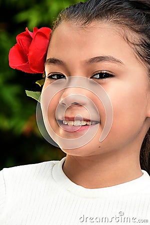 A Petite Philippina Girl Smiling Closeup Stock Photo