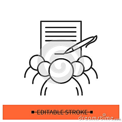 Petition icon. Signed document with group of people simple vector illustration Vector Illustration