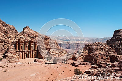 Petra, the Monastery, known as Ad Deir or El Deir, Petra Archaeological Park, Jordan, Middle East, desert, landscape Stock Photo