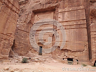 Petra carved in the mountain ancient cave in the mountains of Petra Jordan Stock Photo