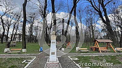 Petre Carp monument - Downtown Tibanesti - Iasi - Moldova - Romania Editorial Stock Photo