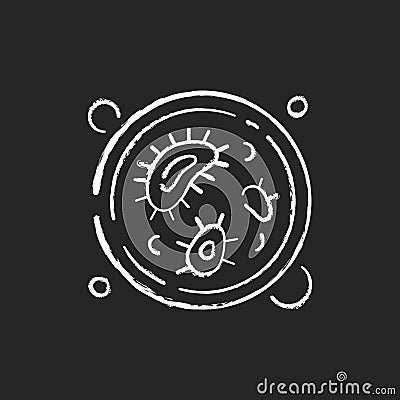 Petri dish chalk white icon on black background Vector Illustration