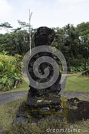 Petrified by lava tree trunk remant of an old eruption Stock Photo