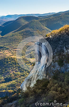 Petrified waterfalls, Hierve El Agua, Oaxaca, Mexico Stock Photo