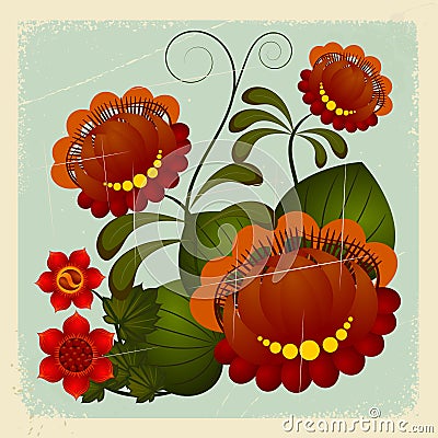 Petrikov painting. Traditional Ukrainian national ornament Vector Illustration