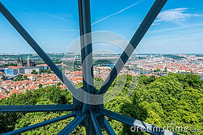 The Petrin Lookout Tower in Prague, Czech Republic Stock Photo