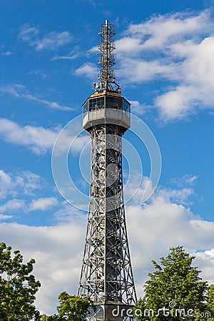 Petrin Lookout Tower (1892), resembling Eiffel tower, Petrin Hill Park, Prague, Czech Republic Stock Photo