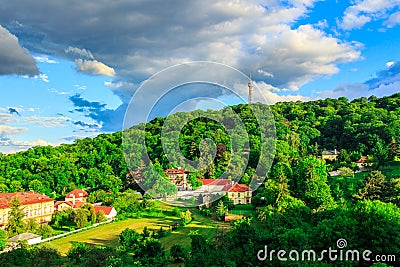 Petrin Lookout Tower (1892), resembling Eiffel tower, Petrin Hill Park, Prague, Czech Republic Stock Photo