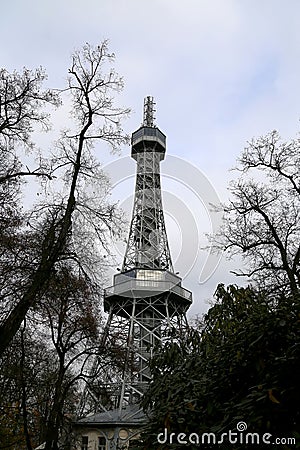 Petrin Lookout Tower (1892), resembling Eiffel tower, Petrin Hill Park, Prague, Czech Republic Stock Photo