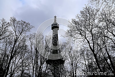 Petrin Lookout Tower (1892), resembling Eiffel tower, Petrin Hill Park, Prague, Czech Republic Stock Photo