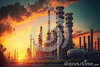 Petrochemical industry oil refinery chemical plant Stock Photo