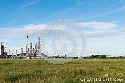 Petrochemical industry power station with blue sky background Stock Photo