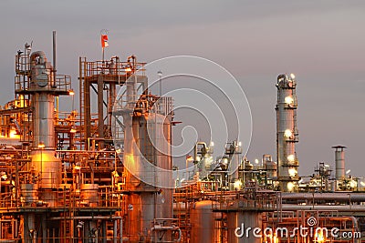 Petrochemical industry on sunset. Stock Photo