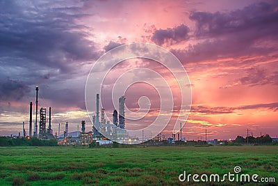 Petrochemical plant in silhouette image Stock Photo