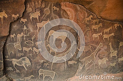 Petroglyph Cave Drawings Stock Photo