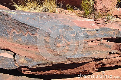 Petroglyphs ancient paintings Stock Photo