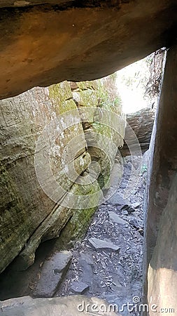 Petroglyphs carved into rocks at Gosford Australia Stock Photo