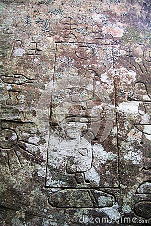 Petroglyphs carved into rocks at Gosford Australia Stock Photo