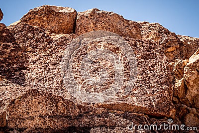 Petroglyphs at Chalfant Valley in the Eastern Sierra Stock Photo