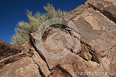 Petroglyphs stone carvings Stock Photo