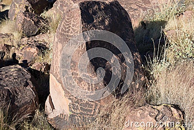 Petroglyphs on the stone Stock Photo