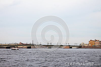 Petrogradskaya embankment, drawbridge, thrown between Vasilievsky Island and the central part of the city Stock Photo