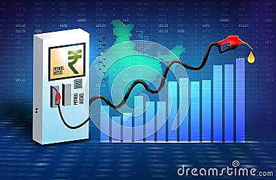 Petrol, diesel price hike concept illustration, crude oil price hike. Cartoon Illustration