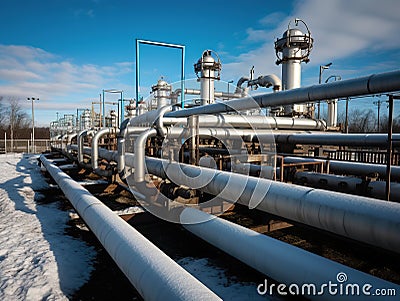 Petrol and gas pipeline during the refinery process. Stock Photo