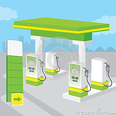 Petrol Gas Station Background Decorate Design Cartoon vector Vector Illustration