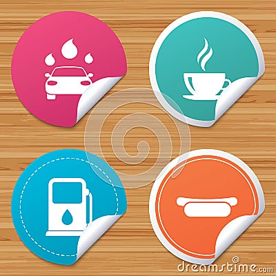 Petrol or Gas station services icons. Car wash. Vector Illustration