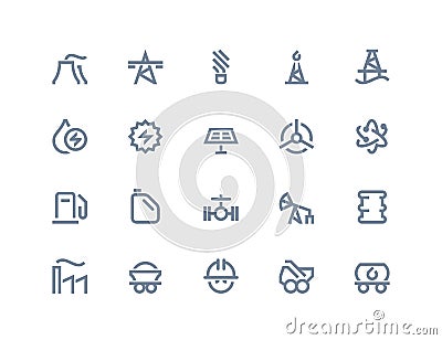 Petrol and power generation icons. Line series Vector Illustration