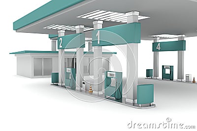 Petrol station Cartoon Illustration