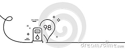 Petrol station line icon. Filling station location sign. Continuous line with curl. Vector Vector Illustration