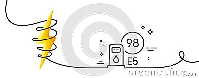 Petrol station line icon. Filling station sign. Continuous line with curl. Vector Vector Illustration
