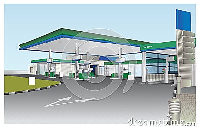 Petrol Station Vector Stock Photo