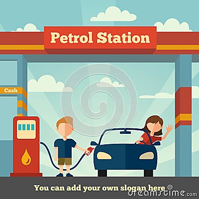 The Petrol station Vector Illustration