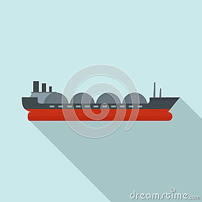 Petrol tanker ship icon, flat style Vector Illustration