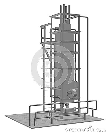 Petroleum gas industrial equipment. Tracing illustration of 3d Vector Illustration