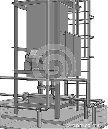 Petroleum gas industrial equipment. Tracing illustration of 3d Vector Illustration